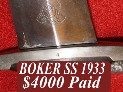 SS 1933 boker german dress dagger price